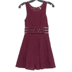 Free People Dress Boho Lace Romantic Sleeveless Feminine Cottage Classic Red 0